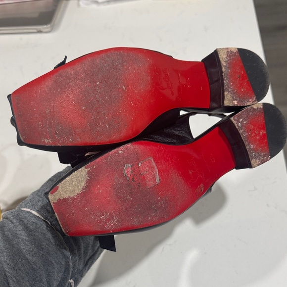 Christian Louboutin Black Bow Slingback Heels - Picture 2 of 2